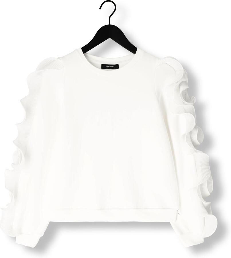 JANSEN AMSTERDAM Dames Tops & T-shirts Kallie Trui Ss 196 Long Sleeve Ruffle Wit