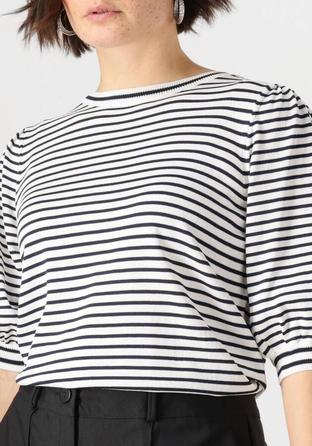 JANSEN AMSTERDAM Dames Tops & T-shirts Kim Top K 136 Stripe Short Puffed Sleeve Blauw - Foto 2