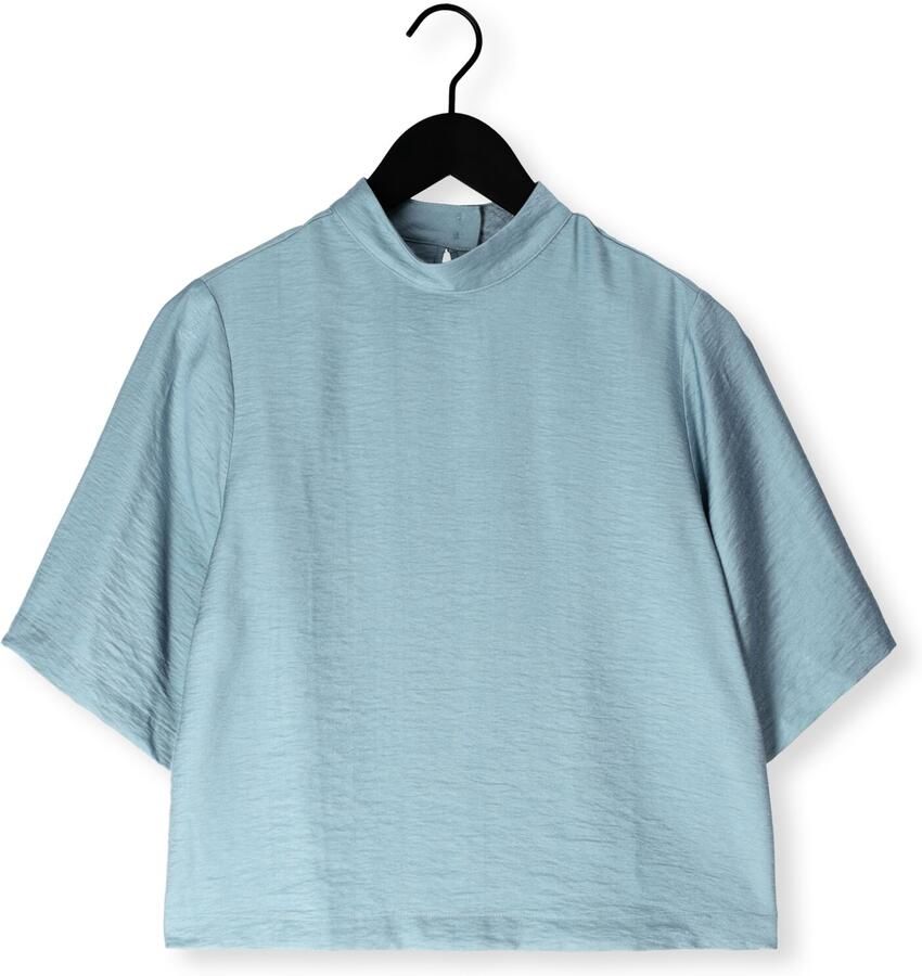 JANSEN AMSTERDAM Dames Tops & T-shirts Odile Top Ws 116 Short Sleeve High Neck Lichtblauw - Foto 2