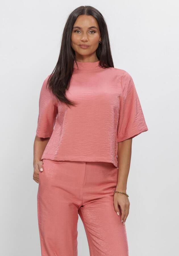 JANSEN AMSTERDAM Dames Tops & T-shirts Odile Top Ws 116 Short Sleeve High Neck Roze