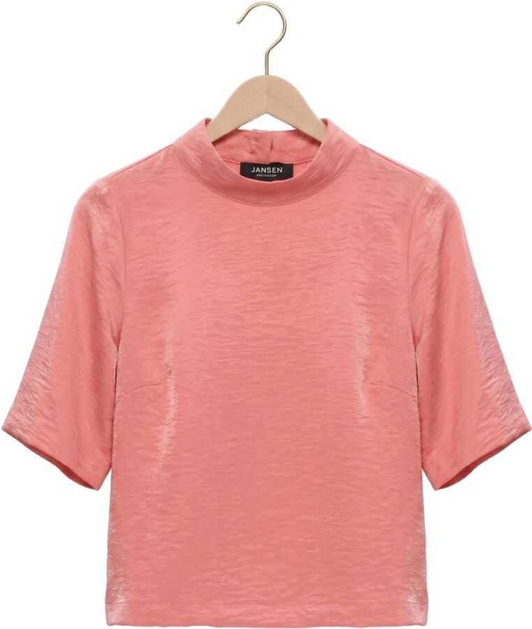 JANSEN AMSTERDAM Dames Tops & T-shirts Odile Top Ws 116 Short Sleeve High Neck Roze - Foto 2