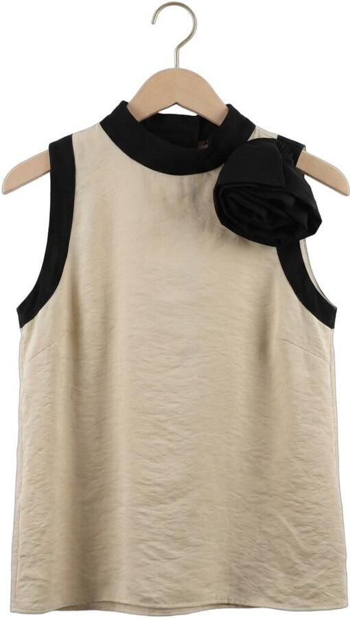 JANSEN AMSTERDAM Dames Tops & T-shirts Paisley Top Cb 308 Color Block Sleeveless Flower Detail Creme - Foto 4