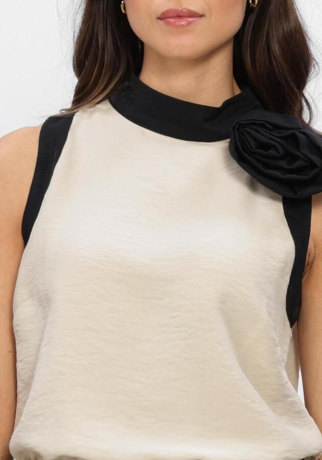 JANSEN AMSTERDAM Dames Tops & T-shirts Paisley Top Cb 308 Color Block Sleeveless Flower Detail Creme - Foto 3