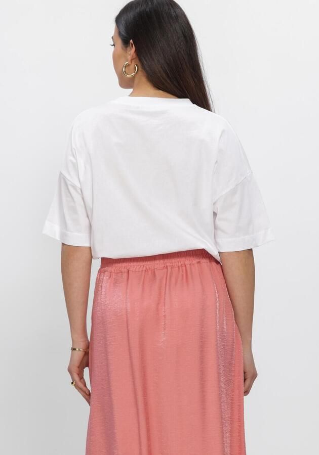 JANSEN AMSTERDAM Dames Tops & T-shirts Riley Shirt Co 184 Short Sleeve Wide Fit Satin Embroidery Flower Wit - Foto 3
