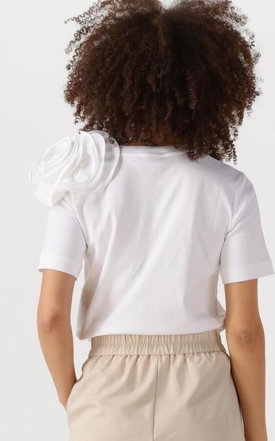JANSEN AMSTERDAM Dames Tops & T-shirts Roxy T-shirt Co 105 Short Slv Flower Detail Wit - Foto 3