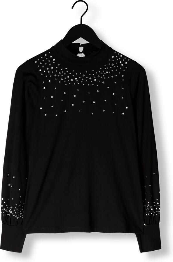 JANSEN AMSTERDAM Dames Tops & T-shirts V183 Turtle Rhinestones Top Zwart - Foto 2