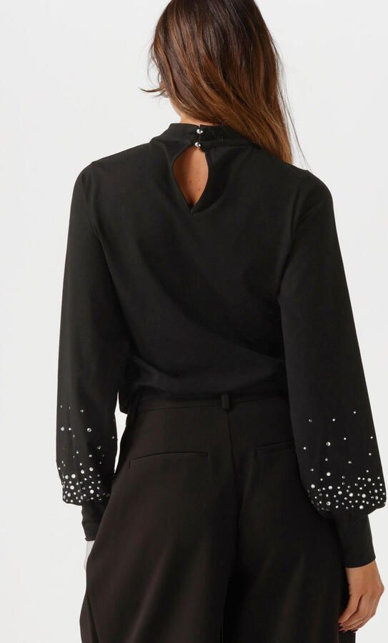 JANSEN AMSTERDAM Dames Tops & T-shirts V183 Turtle Rhinestones Top Zwart - Foto 3