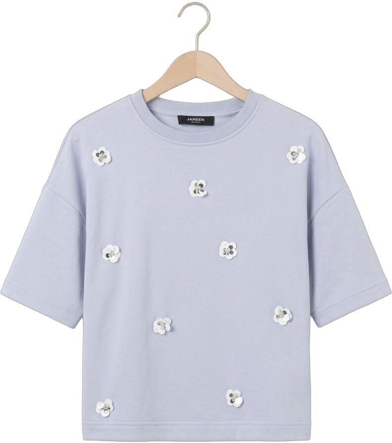 JANSEN AMSTERDAM Dames Truien & Vesten Noa Trui Sw 170 Sweat Short Sleeve Flower Sequins Lichtblauw - Foto 2