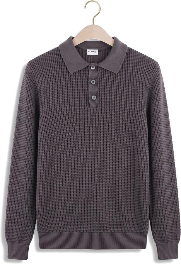 JC RAGS J.C. Rags Heren Truien & Vesten Polo Long Sleeve Efe Donkergrijs - Foto 4