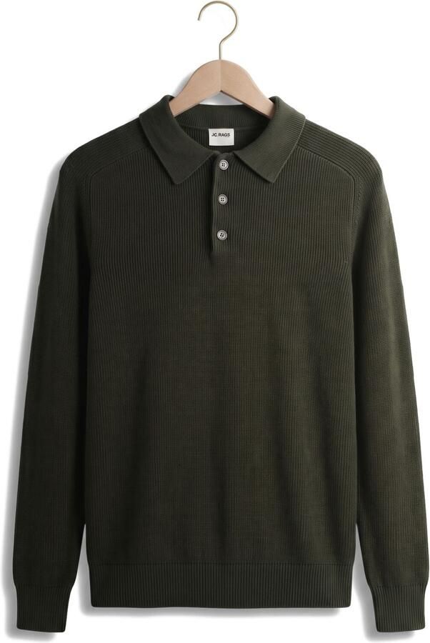 JC RAGS J.C. Rags Heren Truien & Vesten Polo Long Sleeve Ewald Donkergroen - Foto 4