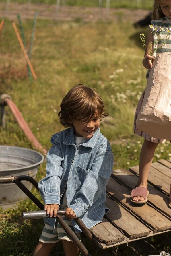 JENEST Jongens Overhemden Lef Stripe Overshirt Lichtblauw - Foto 4