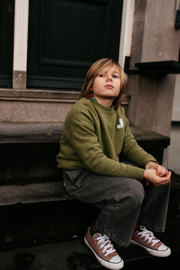 JENEST Jongens Truien & Vesten Bird J Sweater Olijf - Foto 2