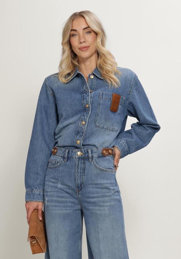 JOSH V denim blouse met slijtage lichtblauw
