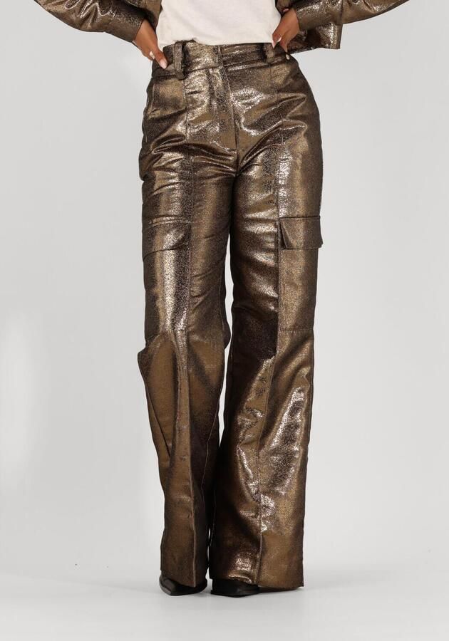 JOSH V high waist straight fit cargobroek Ali goudkleurig - Foto 3