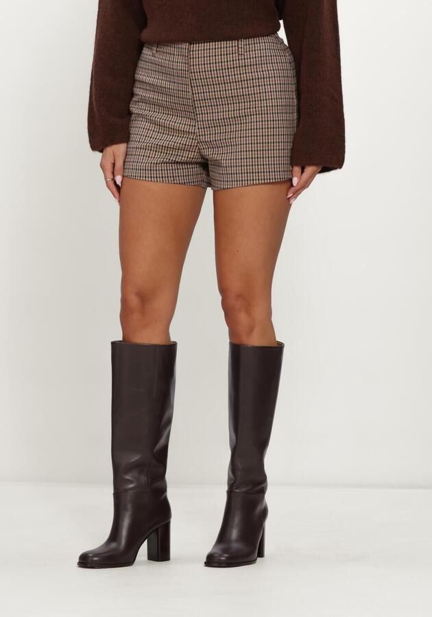 JOSH V wide leg geruite casual short bruin