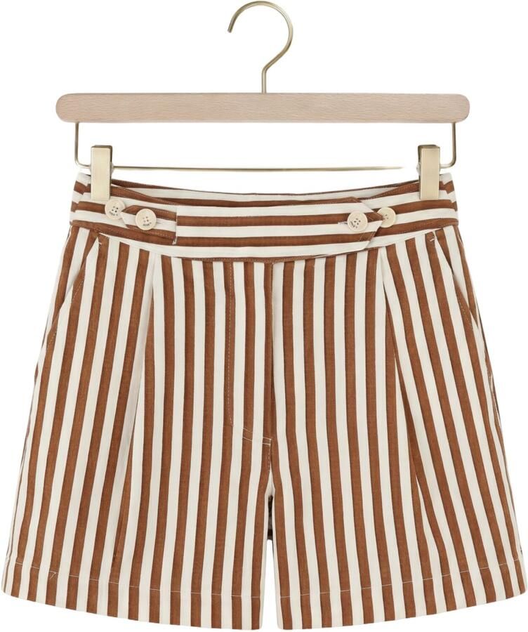 JOSH V regular high waist gestreepte casual short bruin - Foto 2
