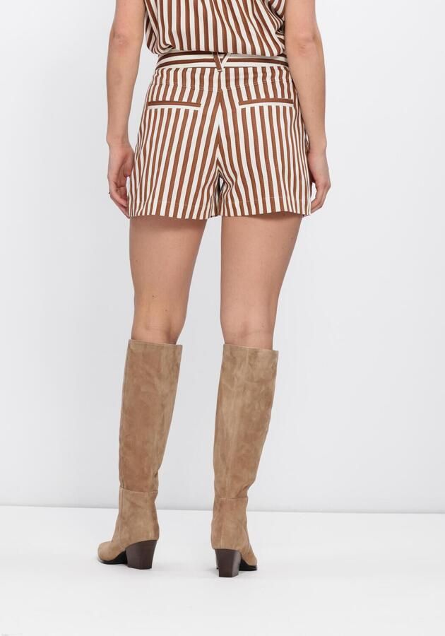 JOSH V regular high waist gestreepte casual short bruin - Foto 3
