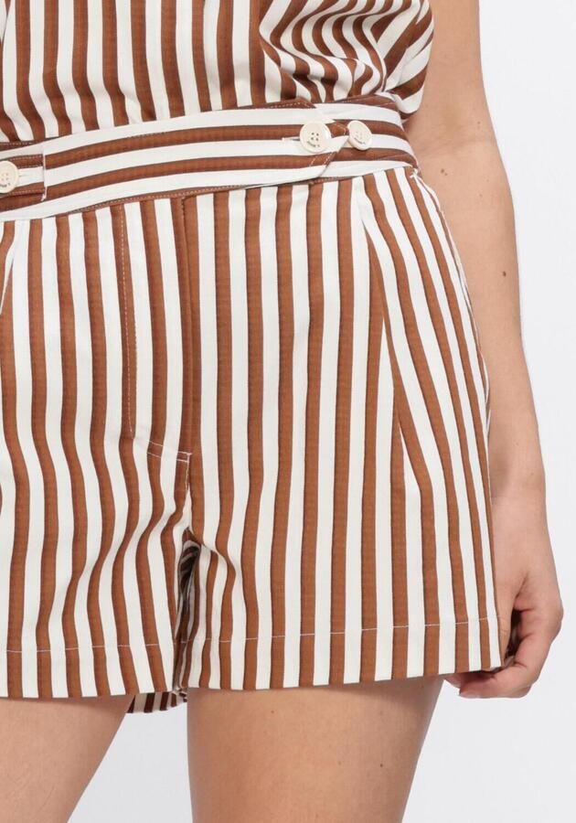JOSH V regular high waist gestreepte casual short bruin - Foto 4