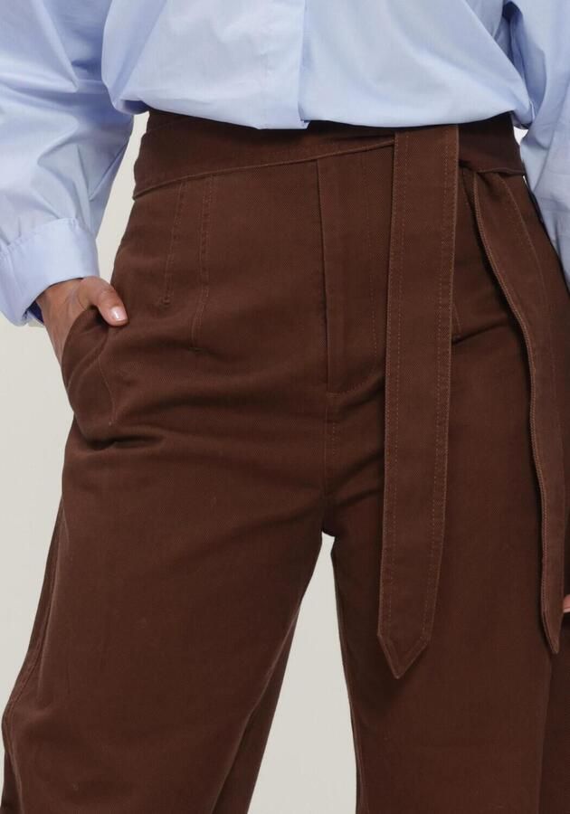 JOSH V denim barrel broek met ceintuur donkerbruin - Foto 3