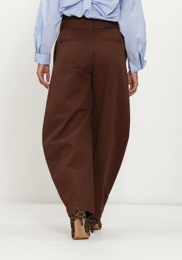 JOSH V denim barrel broek met ceintuur donkerbruin - Foto 2