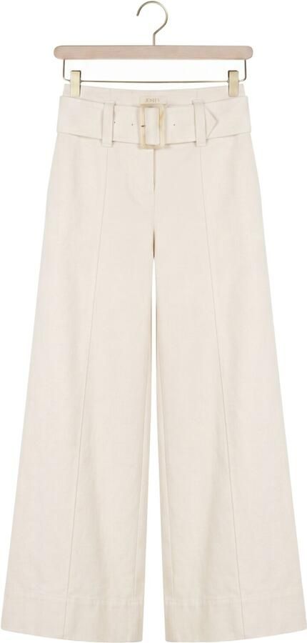 JOSH V wide leg broek met ceintuur ecru - Foto 4