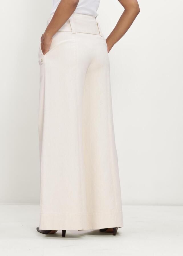 JOSH V wide leg broek met ceintuur ecru - Foto 2