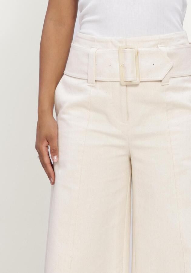 JOSH V wide leg broek met ceintuur ecru - Foto 3