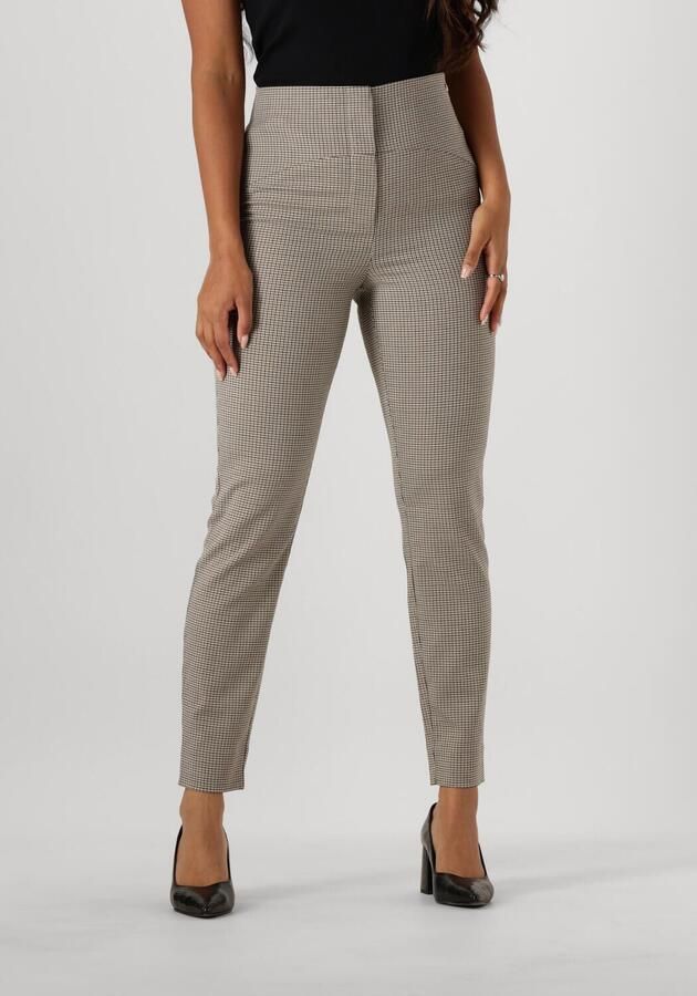 JOSH V geruite high waist slim fit broek Mieke bruin - Foto 3