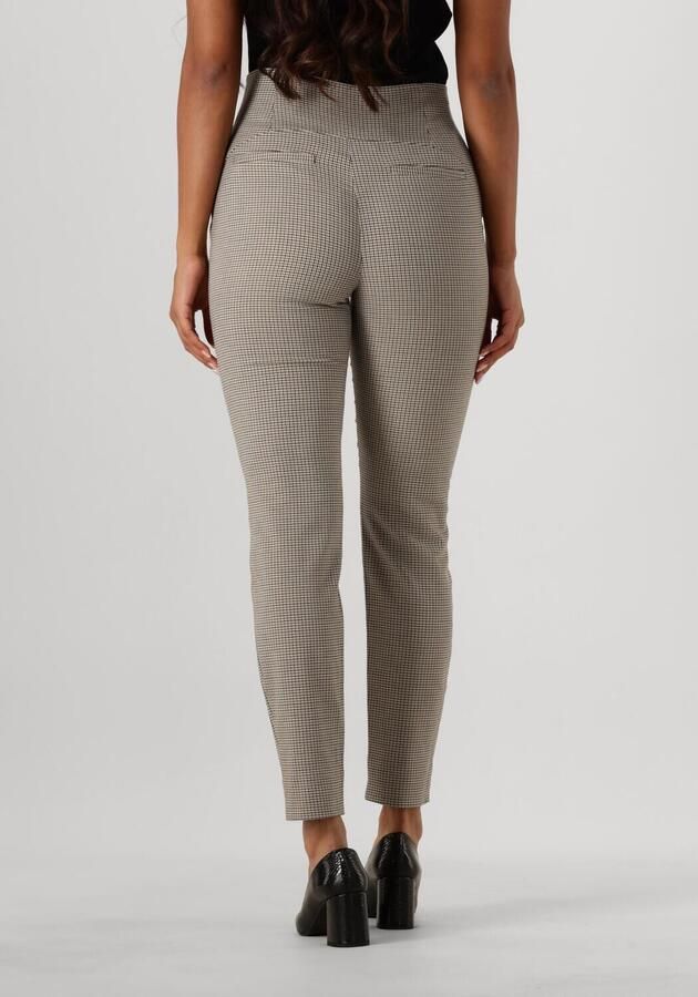 JOSH V geruite high waist slim fit broek Mieke bruin