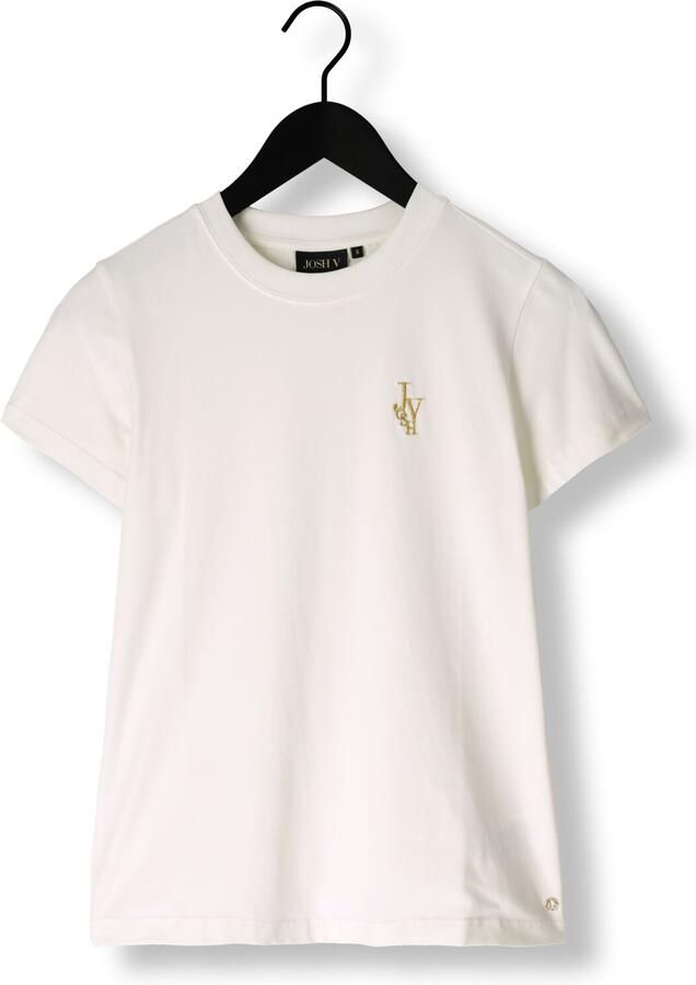 JOSH V Dames Tops & T-shirts Jv Zoe Embroidery Slim Fit T-shirt Ecru