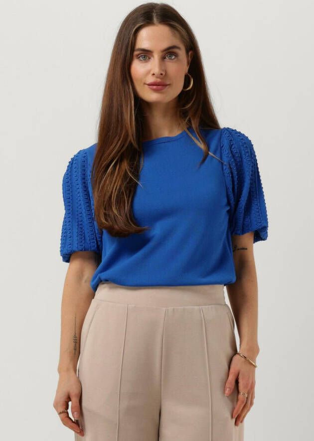 Juffrouw Jansen Top Tanda met pofmouw Bright Blue Blauw Dames