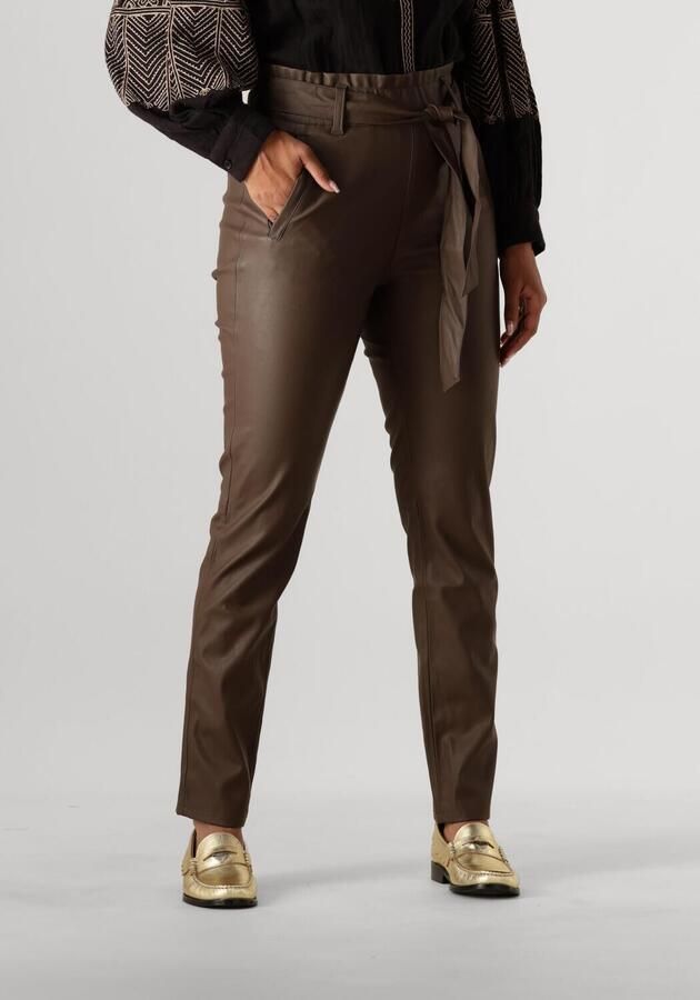 Knit-ted Bruine Leren Broek Francis Pant Brown Dames - Foto 4