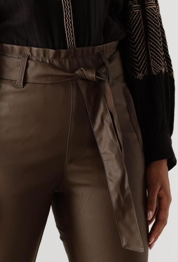 Knit-ted Bruine Leren Broek Francis Pant Brown Dames - Foto 2