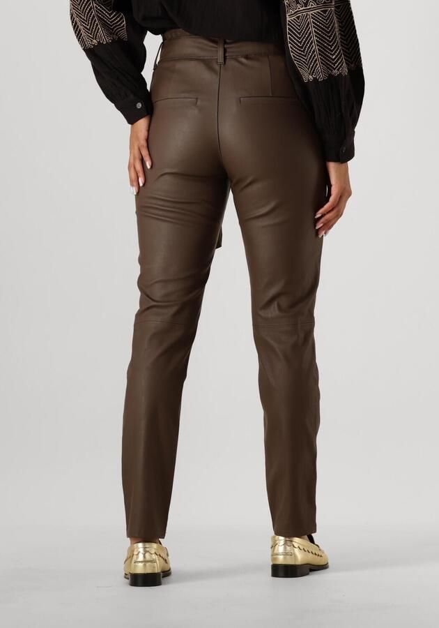 Knit-ted Bruine Leren Broek Francis Pant Brown Dames