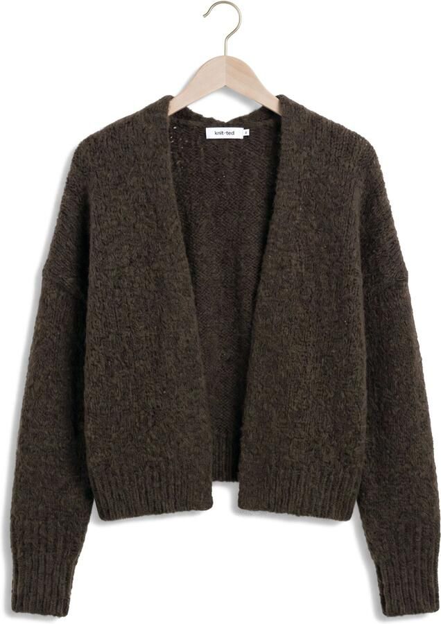 KNIT-TED Dames Truien & Vesten Becky Cardigan Donkergroen - Foto 2