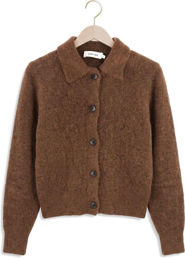 KNIT-TED Dames Truien & Vesten Danny Cardigan Bruin - Foto 2