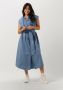 Knit-ted Geruite Midi Jurk Lichtblauw Blue Dames - Thumbnail 1