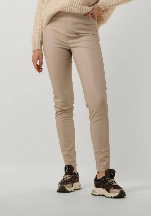 Knit-ted Vegan leren legging Broek Beige Dames