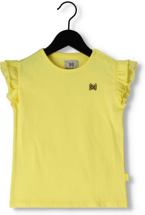 Koko Noko T-shirt met ruches geel Meisjes Stretchkatoen Ronde hals Effen 104