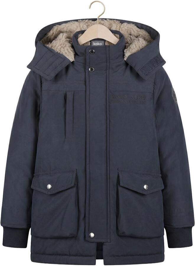 Koko Noko parka donkerblauw Jas Jongens Polyester Capuchon Effen