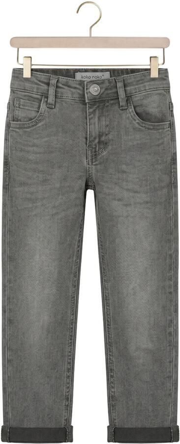 Koko Noko loose fit jeans grijs Jongens Stretchdenim Effen
