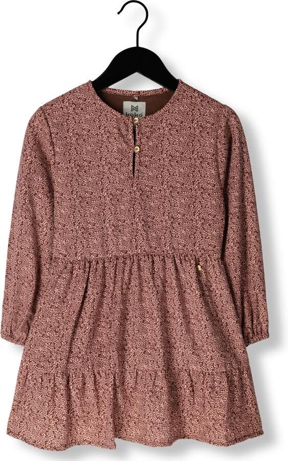 Koko Noko trapeze jurk met all over print donkerroze ecru - Foto 3