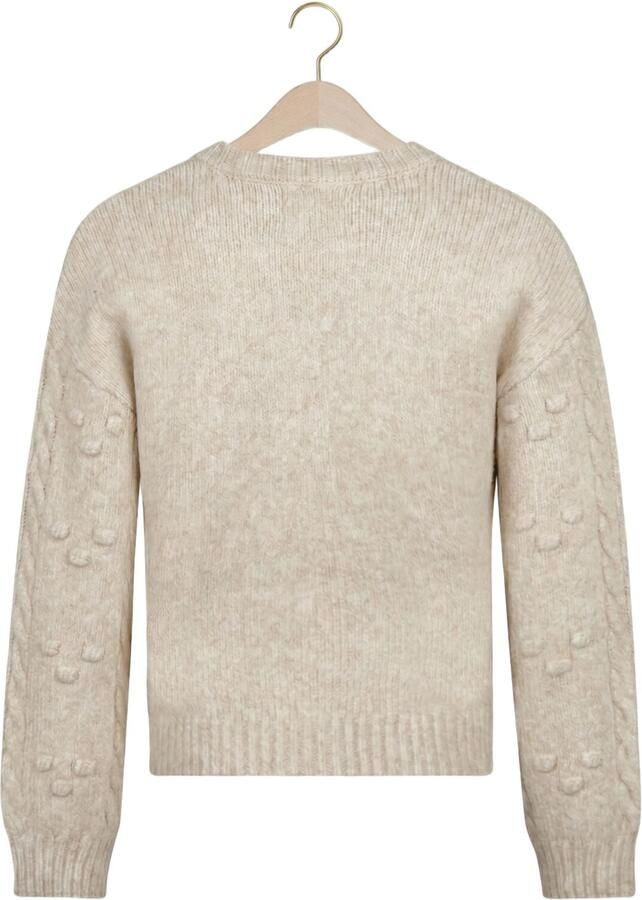 Koko Noko rechtvallend gebreid vest met kabels en wol beige Meisjes Acryl V-hals - Foto 2
