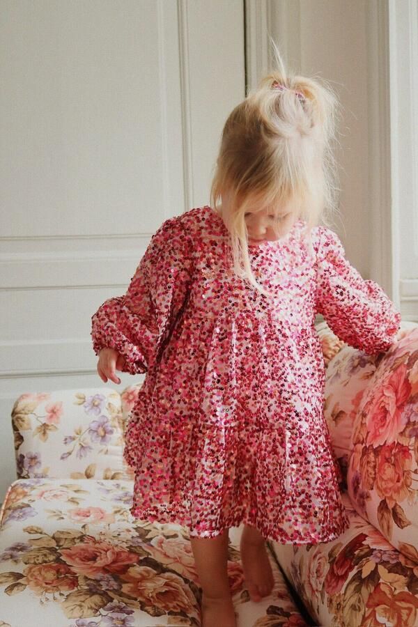 KONGES SLOJD Meisjes Jurken Lila Sequins Bow Dress Roze - Foto 2