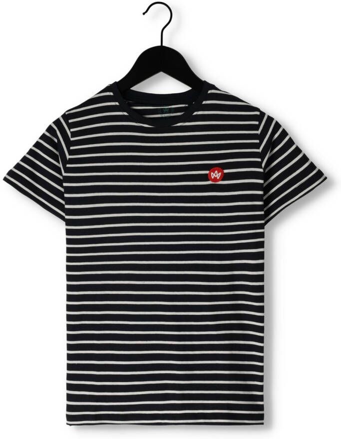 KRONSTADT Jongens Polo's & T-shirts Timmi Kids Organic recycled Striped T-shirt Blauw wit Gestreept