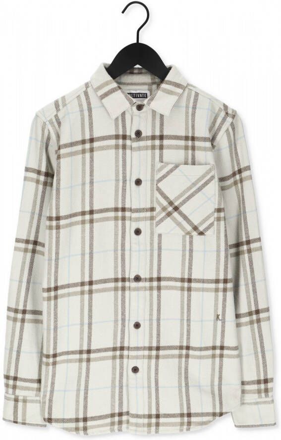 Kultivate geruit regular fit overshirt St Browns oatmeal