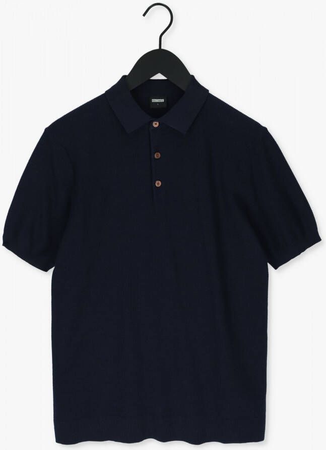 Kultivate fijngebreide slim fit polo PABLO dark navy
