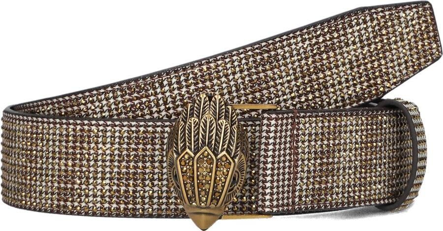 Kurt Geiger riem Kensington met studs en pied-de-poule print beige