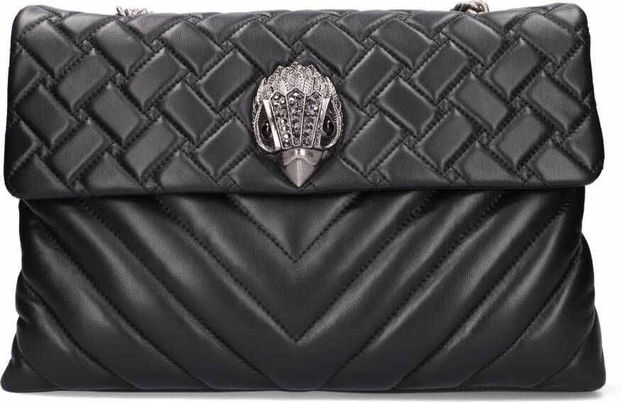 Kurt Geiger Zwarte Gewatteerde Schoudertas met Kettingbanden Black Dames