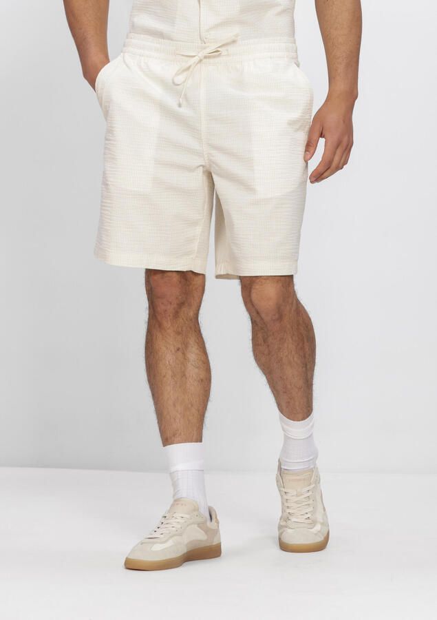 LACOSTE Heren Broeken Relaxed Fit Waffle Texture Shorts Creme